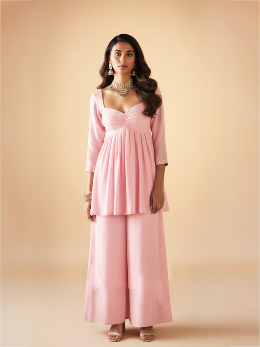 Laila Ethnic Co-ord Set- Baby Pink