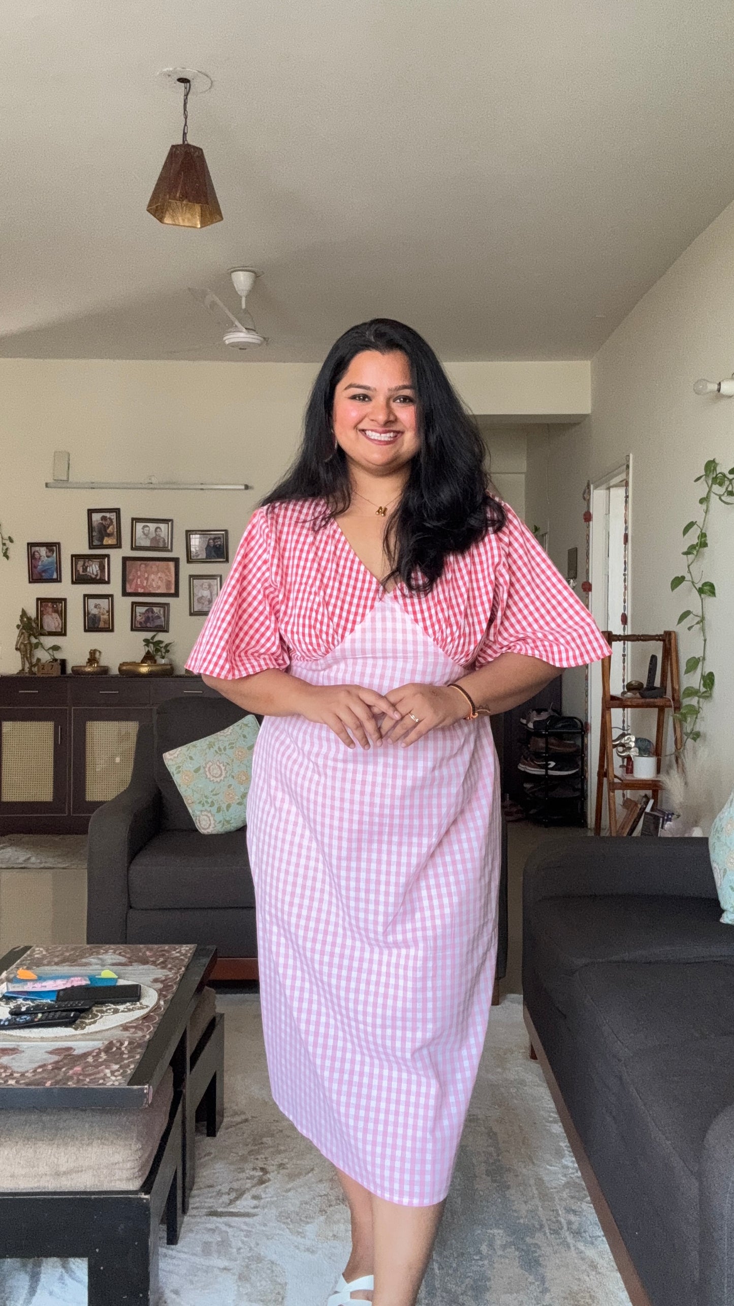 A line Multicolour Gingham Dress
