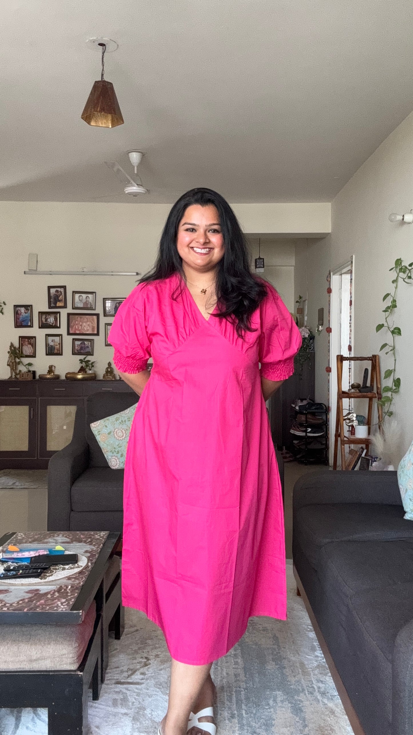 Pink Puff Dress - Fuschia Pink