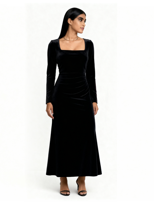 Velvet Classic Grace Dress - Black