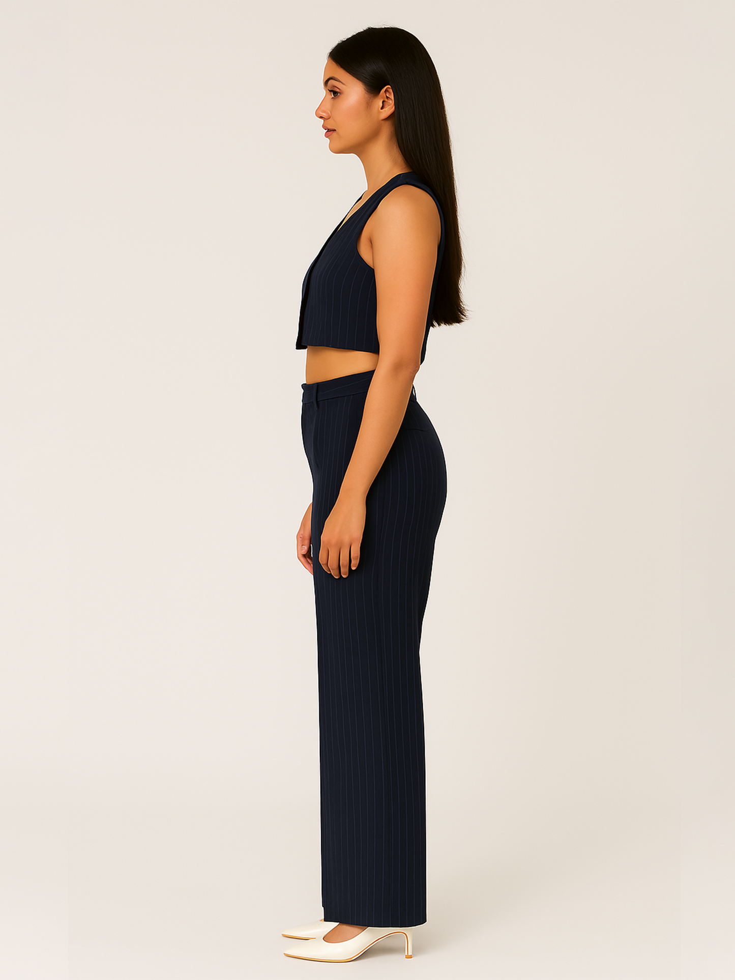 Navy Blue Pin Stripes Co-ord Set
