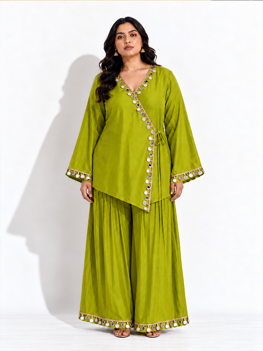 Aabha Wrap Style Mirror Set - Green