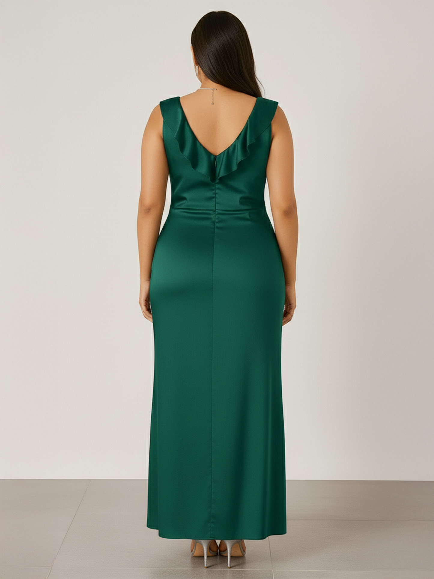 Serena Ruffle Slip Dress- Emerald