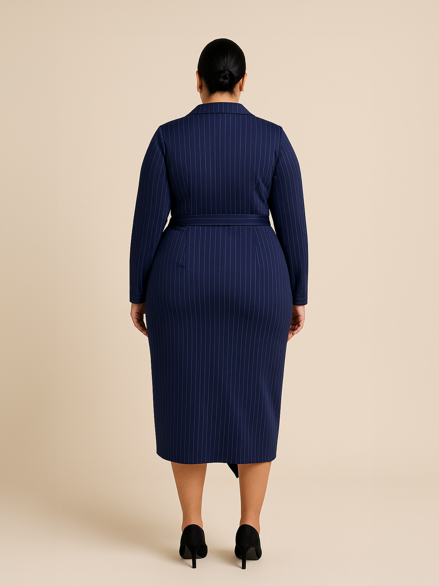 Midnight Pinstripe Wrap Dress