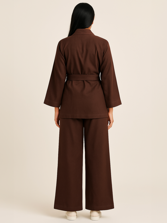 The Luxe Wrap Suit - Brown