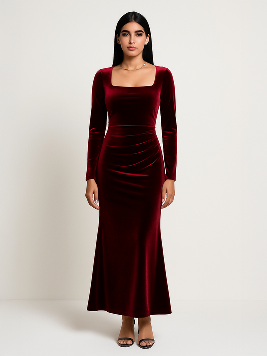 Velvet Classic Grace Dress - Red