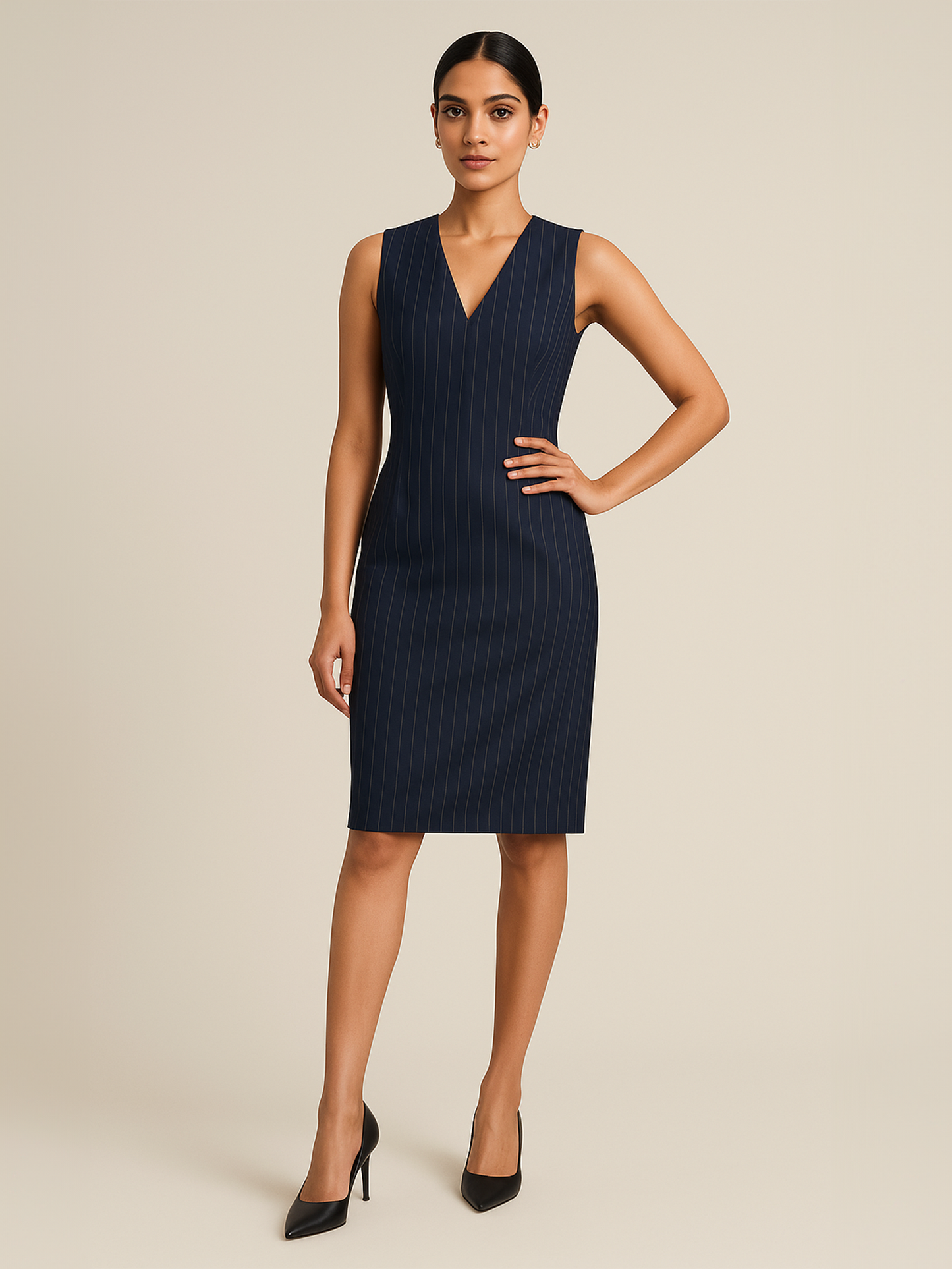 Navy Luxe Pinstripe Dress