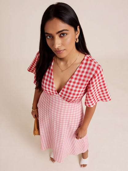 A line Multicolour Gingham Dress