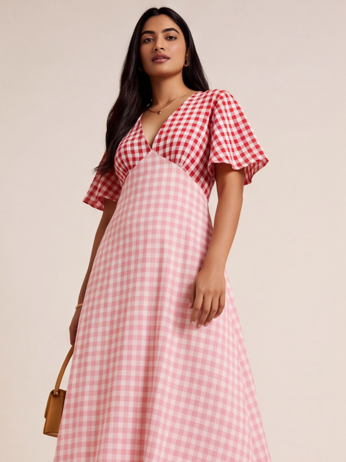 A line Multicolour Gingham Dress