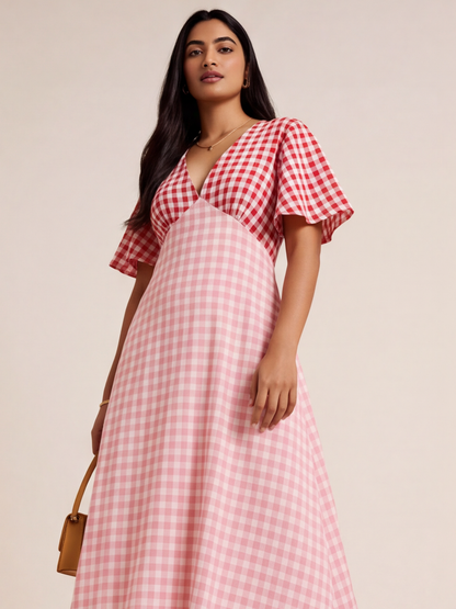 A line Multicolour Gingham Dress