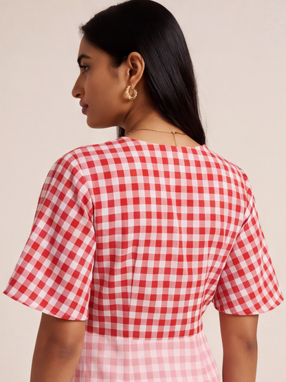 A line Multicolour Gingham Dress