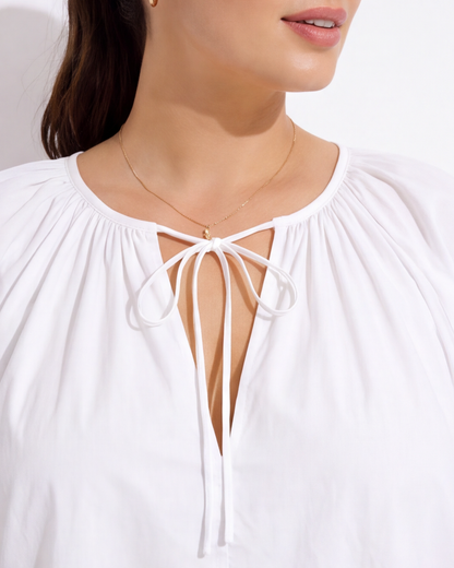 Puff Sleeve Peasant Top - White