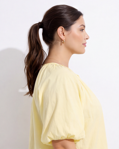Puff Sleeve Peasant Top - Yellow