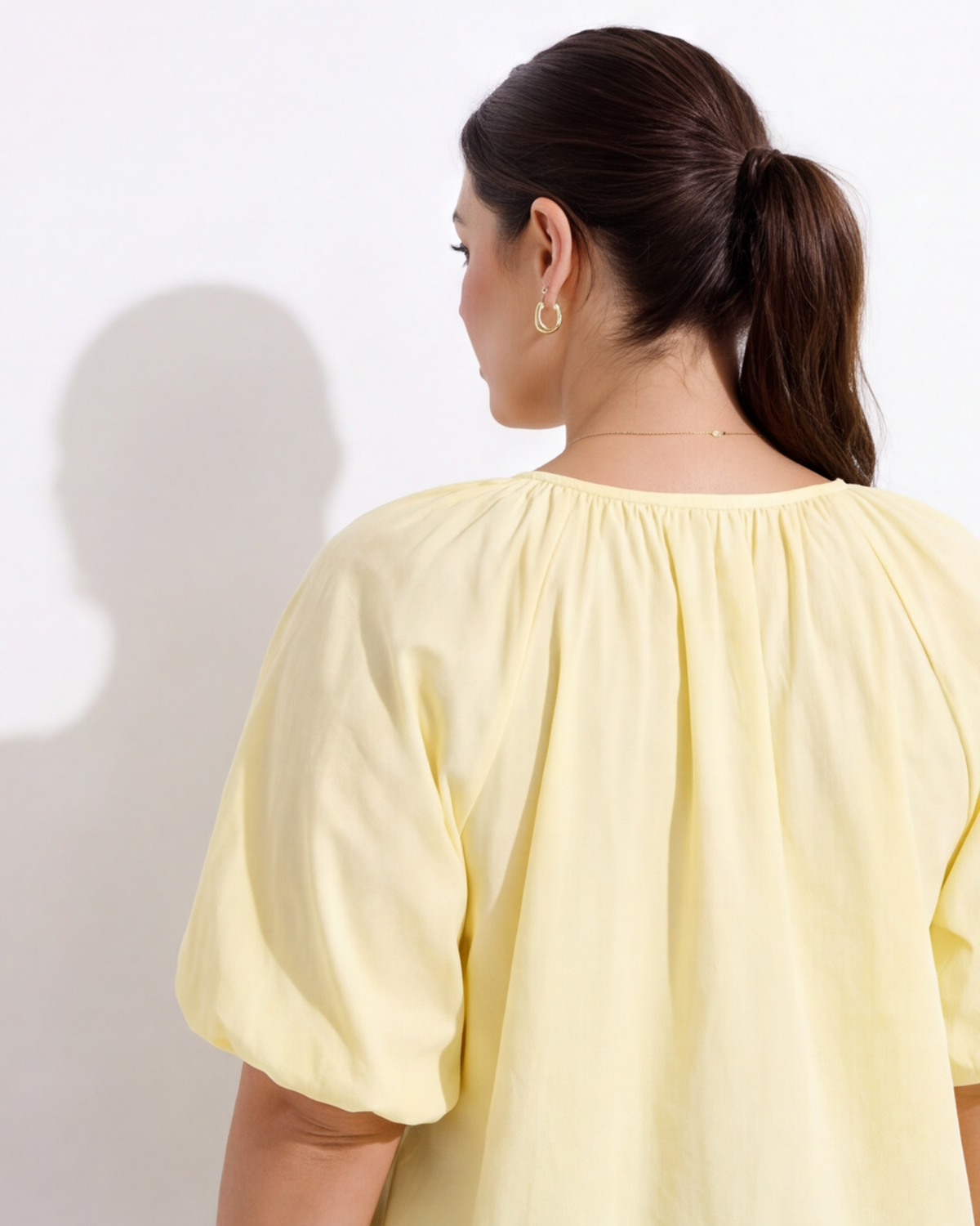 Puff Sleeve Peasant Top - Yellow