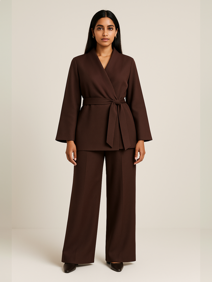 The Luxe Wrap Suit - Brown