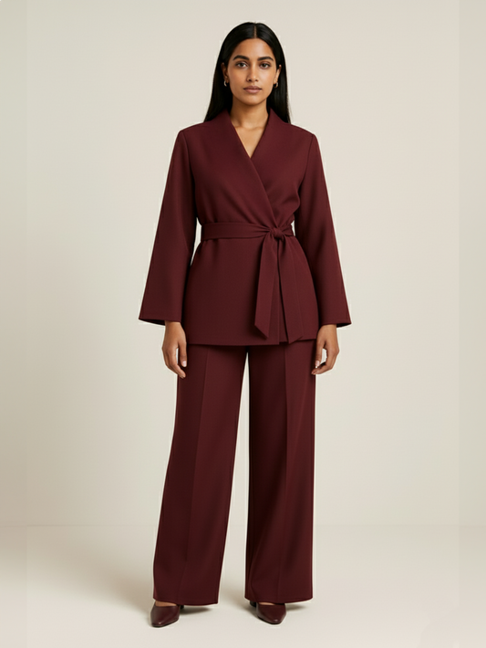 The Luxe Wrap Suit - Red