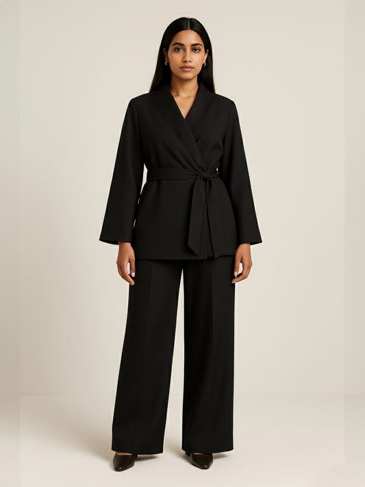 The Luxe Wrap Suit - Black